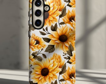 Sunflower Phone Case Samsung Galaxy S26, S25, S24, S23, S22, Plus, Ultra, FE, Google Pixel - Cute Floral Pattern Premium Quality Phone Cover