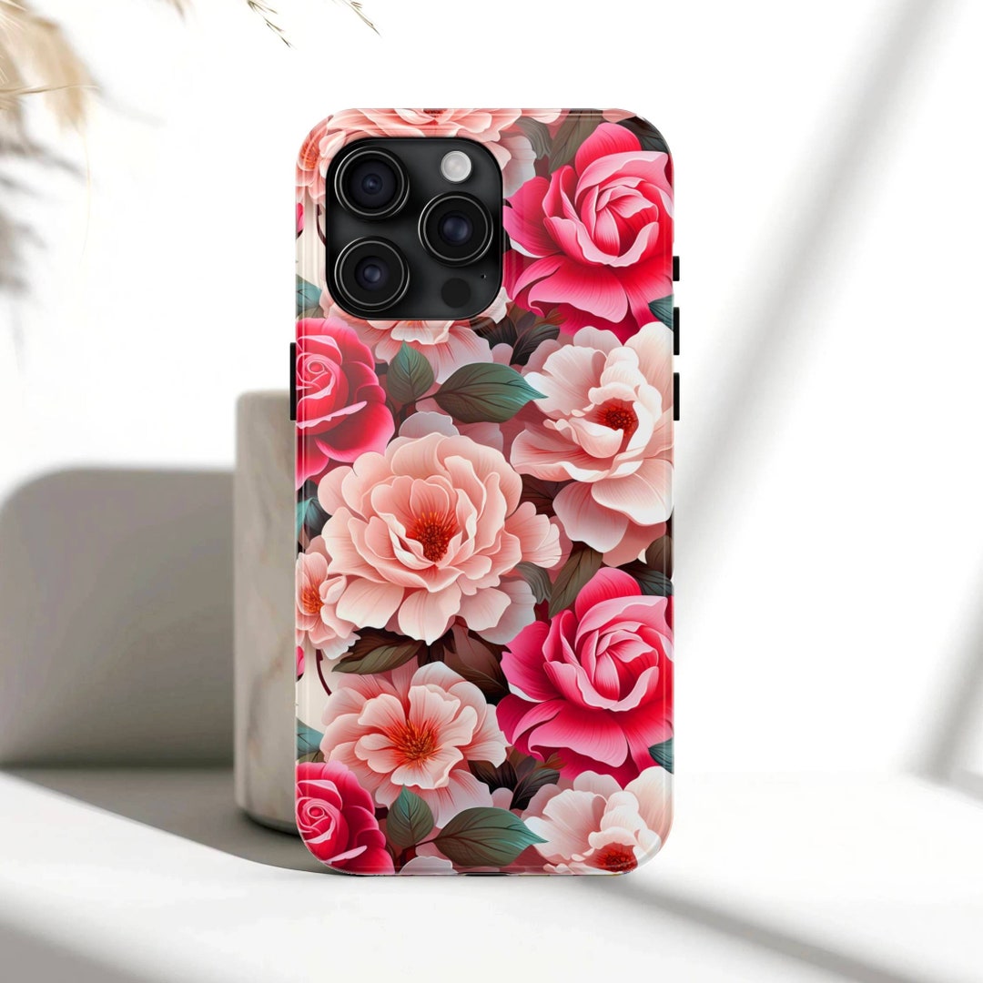 Pink Wild Roses Phone Case for iPhone 18, 17, 16, 15, 14, 13, 12