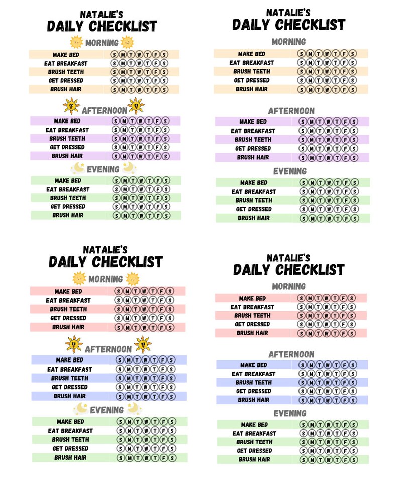 Editable Kids Chore Chart Four Versions - Etsy