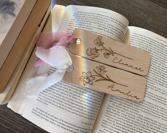 Personalized Bookmark | Wood Bookmark | Laser Engraved Bookmark | Birth flower Bookmark | Name Bookmark | Custom Birth Flower Bookmark