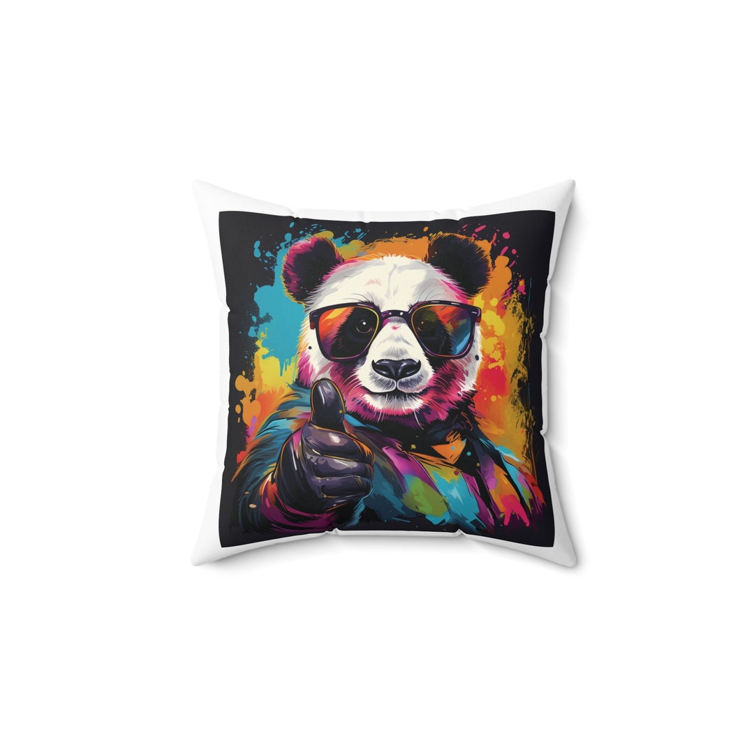Panda Square Design Panda Colourful High Five Cool Design Spun Polyester Square - Etsy