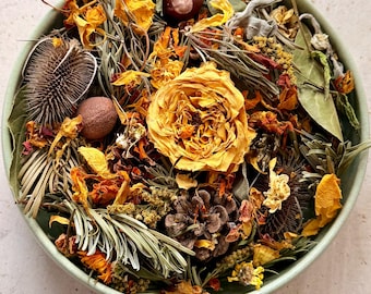 Herbst Bernstein Wald-Potpourri | Natürliche Trockenblumen und Botanicals | Bio Wohndeko | Selbst angebaut in Somerset