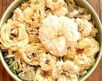 Luxury Cream Potpourri, Dried Flowers |Neutral Ivory and White Cottage Garden Blend | Homegrown botanicals
