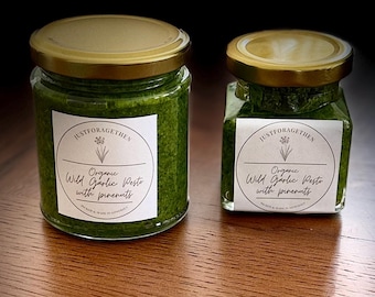 Wild Garlic Pesto. Handpicked in Somerset. Organic, Vegan & Vegetarian Options