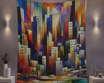 Urban Cityscape Infused with Color - Tapestry