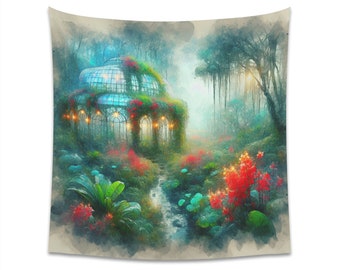 Botanical Haven in Misty Glade - Tapestry