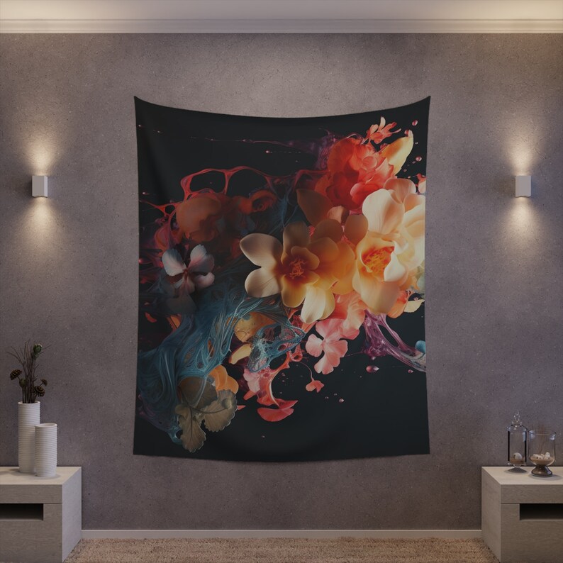 Floral Symphony in Paint Tapestry Etsy