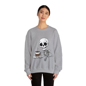 Skeleton Drinking Coffee Crewneck Sweatshirt