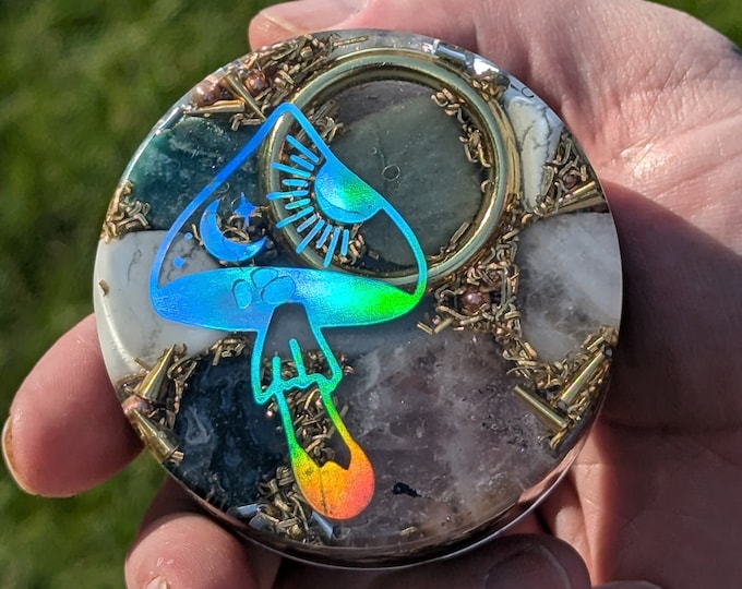 Featured listing image: Orgone Pyramid, Protection, Orgonite, EMF Shielding, Aventurine, Howlite, Quartz, Agate, Brass, Copper, Steel, Bronze, Aluminum, Metal Resin