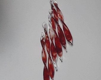 Deep Red Glass Ornaments – Handmade Borosilicate Set of Six