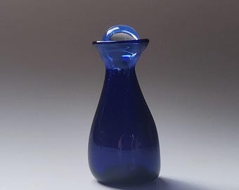 Hand Blown Glass Essential Oil Bottle- Refillable Perfume Vial with Solid Glass Dauber- Miniature