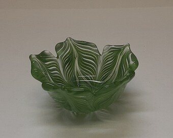 Manteau vert - Sel ouvert - Plat en verre borosilicaté soufflé à la main avec ensemble de cuillères - Décoration d'intérieur - Art en verre