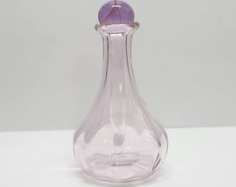 Frasco de vidro soprado artesanal para óleos essenciais - Frasco de perfume recarregável com aplicador de vidro maciço - Rosa