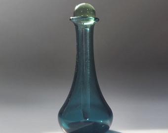 Frasco de vidrio soplado artesanal para aceites esenciales - Frasco de perfume recargable con aplicador de vidrio macizo - Verde