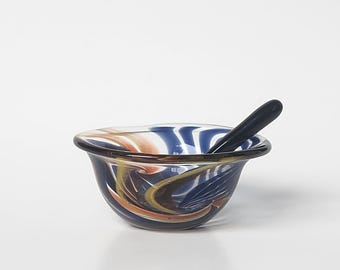 Handblown Glass Salt Dish and Spoon Set – Art Glass Decor
