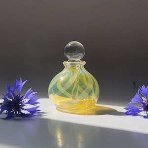 Frasco de aceite esencial de vidrio soplado a mano - Frasco de perfume recargable con aplicador de vidrio macizo - Plateado