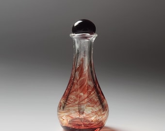 Hand Blown Glass Essential Oil Bottle- Refillable Perfume Vial with Solid Glass Dauber