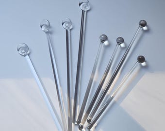 Glass Mixing Spoons and Muddlers- Set of Eight- Borosilicate Cocktail Stirrers- Mixology