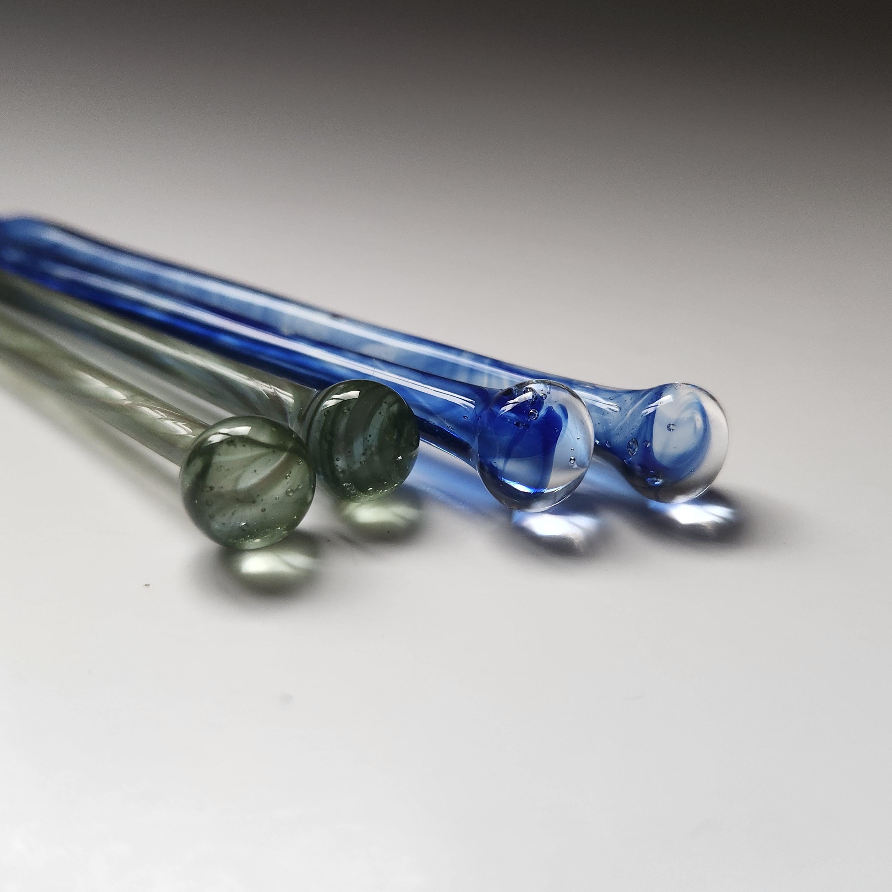 Glass Hairsticks- Two Pairs Of Hair Pins-Hand crafted Durable Borosilicate- All Occassions- Accessory- Jewelry