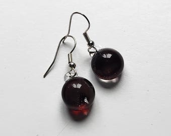 Pendientes de vidrio borosilicato trabajado a la lámpara con ganchos de plata de ley