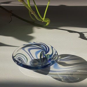 Set of Two- Handblown Glass Dishes- Small Glass Dish Set- Art Glass- Home Decor