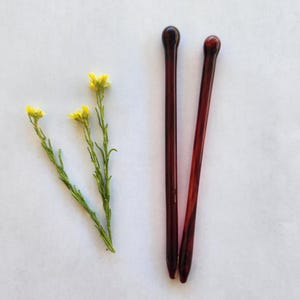 Ruby Glass Hair Sticks - 'Vampire Blood Drop' Handmade Borosilicate Pins, Set of Two