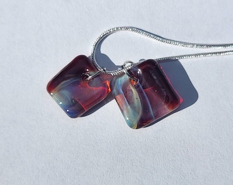 Glass Pendant Necklace- Handmade Borosilicate Beads- Sterling Silver Chain- Multicolor