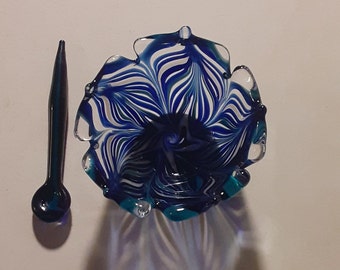 Blue Note - Sel ouvert - Ensemble de plat et cuillère en verre borosilicaté soufflé à la main - Décoration d'intérieur - Verre artistique