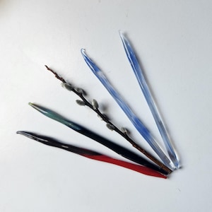 Hairsticks- Two Sets of Hairsticks-Mars and Sky- Handmade Borosilicate Glass Hairsticks Wearable Art Elegance and Function-All hair types
