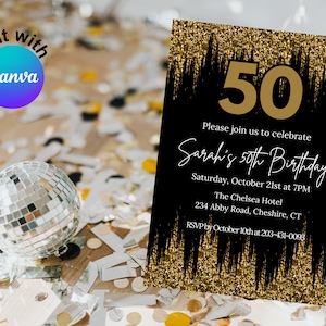 50th birthday, 50th birthday invitation, 50th birthday invite, birthday invitation, birthday invite, digital invitation, editable invite