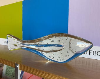 Escultura minimalista de pez de cristal Bullicante, arte moderno en vidrio