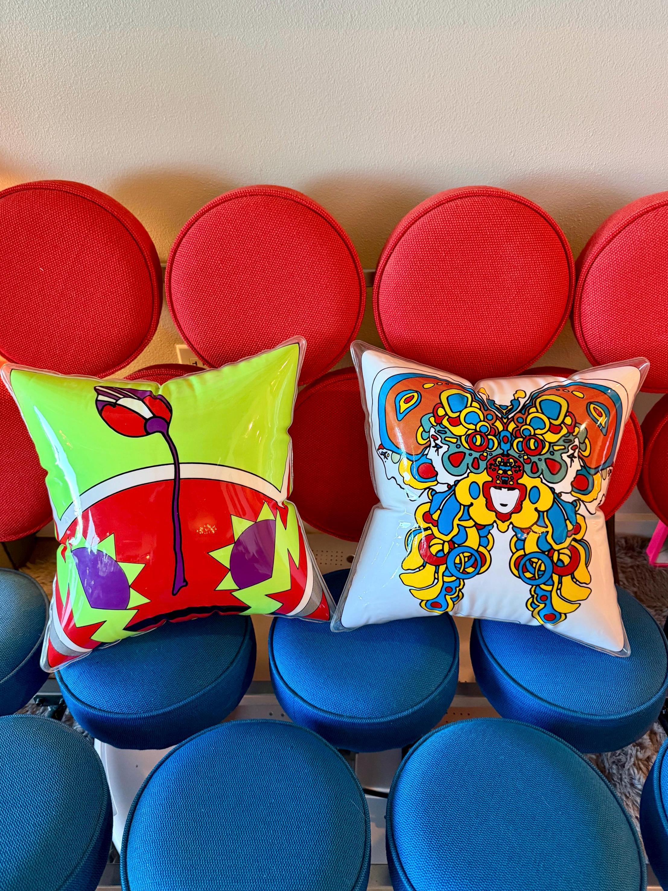 60s Peter Max Inflatable Plastic Pop Art Psychedelic Pillow Set