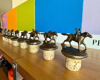 Authentic Blanton's Bourbon Horse Jockey Bottle Stopper Set Complete 8-Piece Series Extras