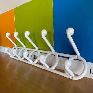Large 80s Yaffa Space Age White Plastic Wall Hang It All Rack Postmodern