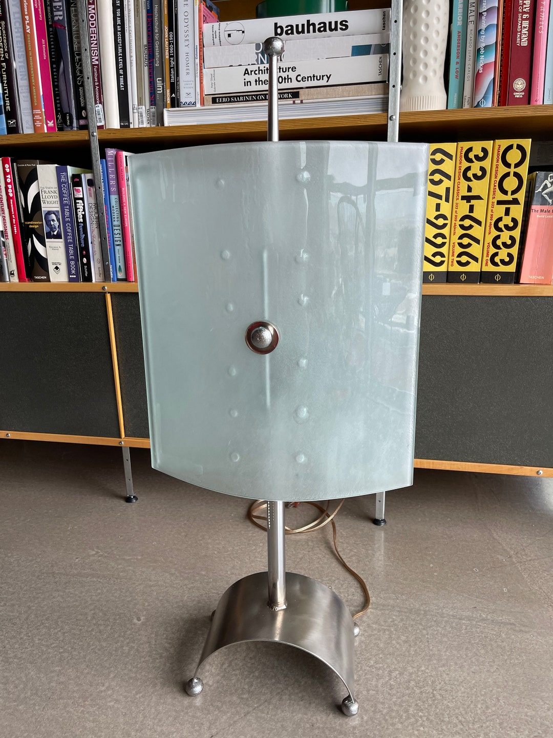 Postmodern Monumental Glass Panel Steel Lamp Fontana Arte Fratelli ...