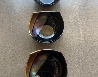 Vintage Hakuichi Gold Lacquerware Bowls Kanazawa Hakuza Hazy Moon