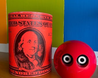 80s Neon Hyper Color Pop Art Franklin Can Bank Sculpture