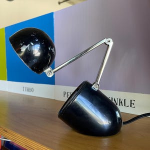 Vintage Black Folding Pill Desk Lamp Adjustable Nova Space Age