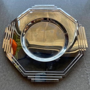 Larry Laslo Art Deco Towle Silber Postmodern Memphis Design Teller in der Mitte
