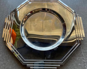 Larry Laslo Art Deco Towle Silver Postmodern Memphis Design Charger Center Plate