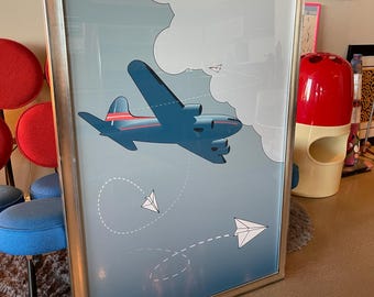 Pop Art Travel Agency Print Airline Lounge Framed Commision Piece
