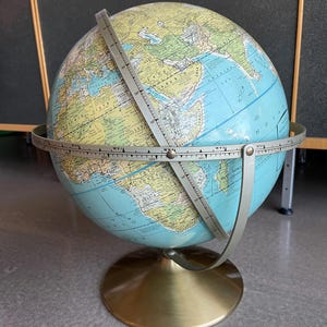 70s Rand Mcnally Triple Axel World Portrait Globe Topography