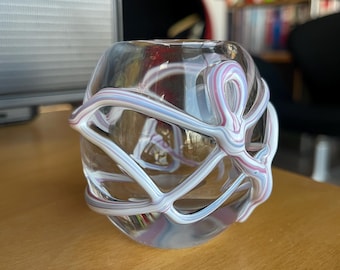 80s CC Walters Signed Studio Glass Bud Vase Sculpture Object