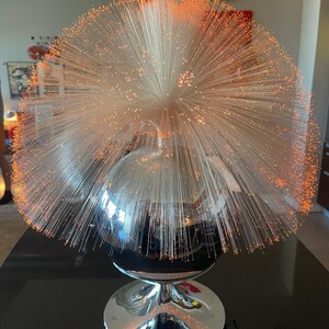 Lámpara de globo de fibra óptica cromada Space Age Fantasia 4000 con base de tulipán de Saarinen