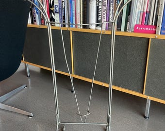 Vintage French Machine Age Valet Metal Stand Ball Feet Atomic Design