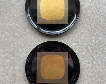 MCM Hakuichi Gold Lacquerware Wood Plates Albers Bayer Geometric Moderne Design