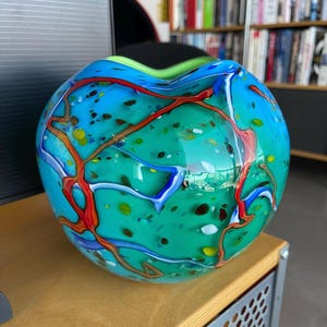 90s Viz Art Studio Glass Vase Postmodern Memphis Design Sottsass