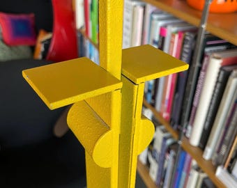 Lámpara de pie de acero de la era del diseño de Memphis, Ettore Sottsass, estilo Ron Rezek