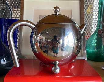 Memphis Design Stainless Gehry Graves Style Postmodern Deco Revival Coffee Tea Pot Alessi Style