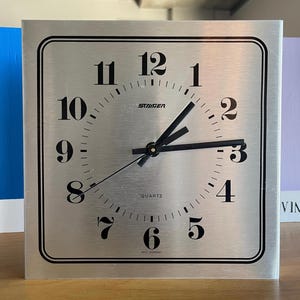 80s Staiger West Germany Wall Clock Stainless Metal Space Age Memphis Design Era